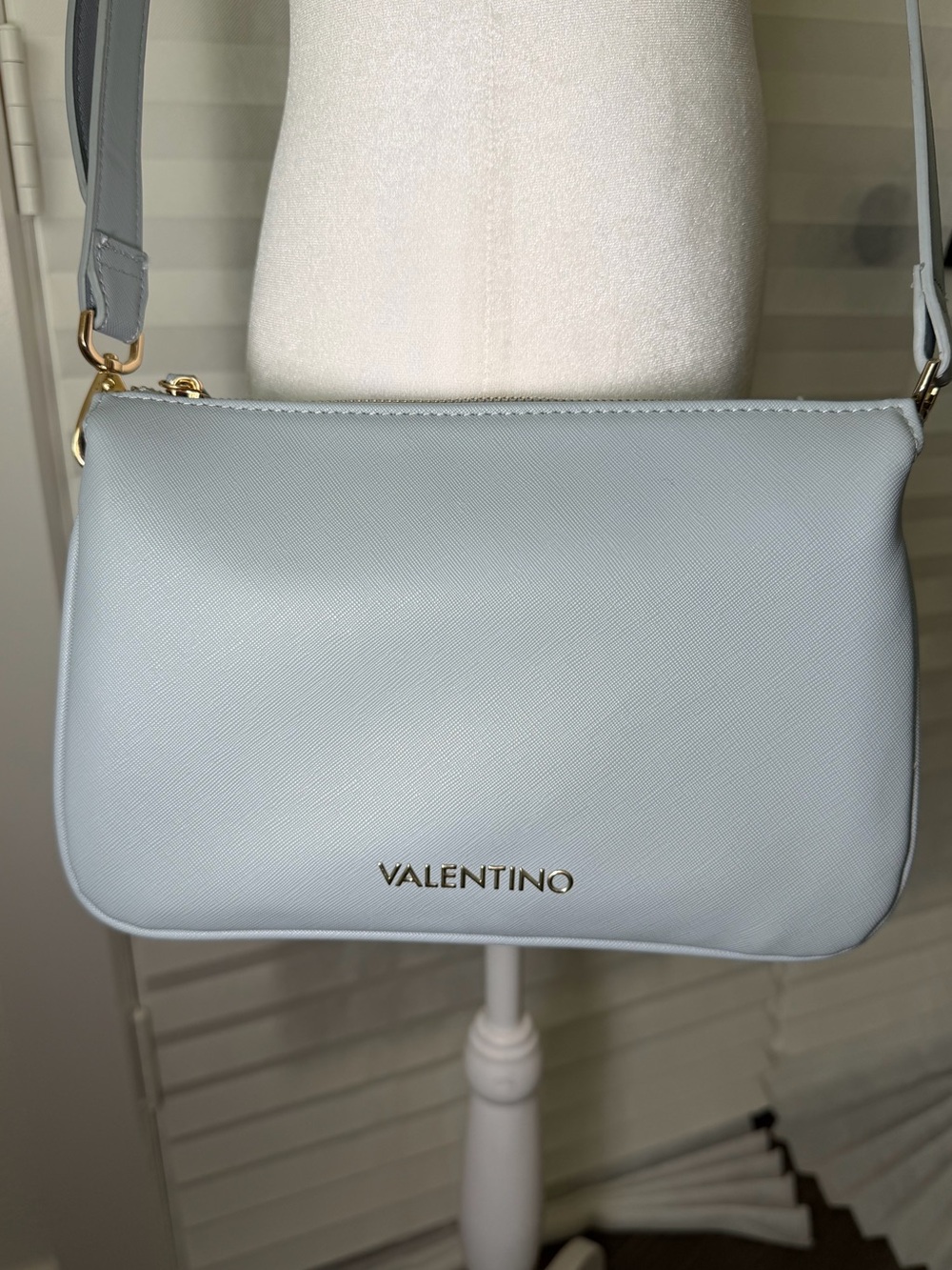 Mario Valentino Pale Blue Zero Pochette Crossbody Bag